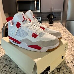 Air Jordan 4 Retro White Red Sneakers